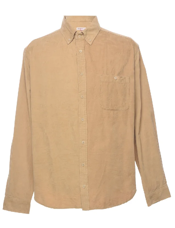 Corduroy Light Brown Shirt - XL Iron Safe Non-Iron Wrinkle Free