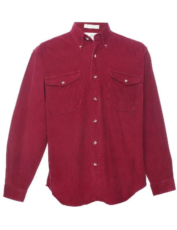 Corduroy Maroon Shirt - L Silk Blend Satin Velvet
