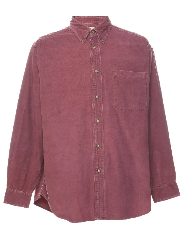 Corduroy Maroon Shirt - L Beaded Sequined Faux Fur