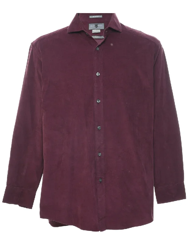 Corduroy Maroon Shirt - L Real Fur Shearling Chenille