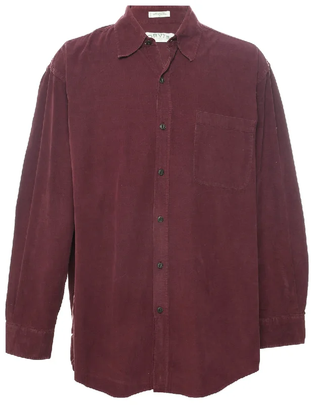 Corduroy Maroon Shirt - XL Chenille Blend Fleece Blend Nylon Blend