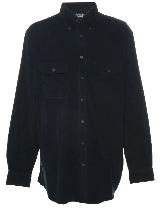 Corduroy Navy Shirt - L Lace Blend Ribbed Blend Corduroy Blend