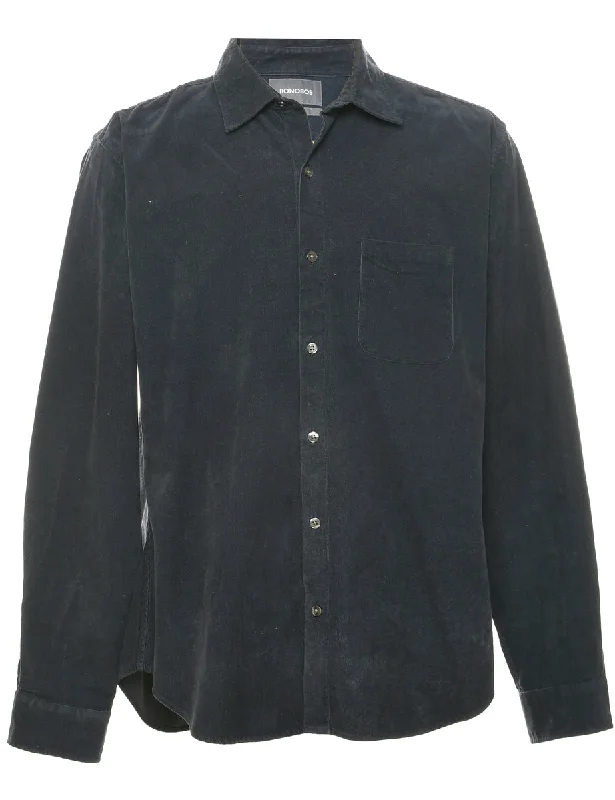 Corduroy Navy Shirt - L Polka Dot Checkered Tartan