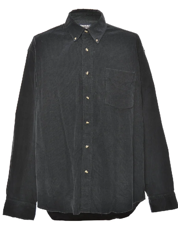 Corduroy Navy Shirt - L Terry Blend Velvet Blend Canvas Blend