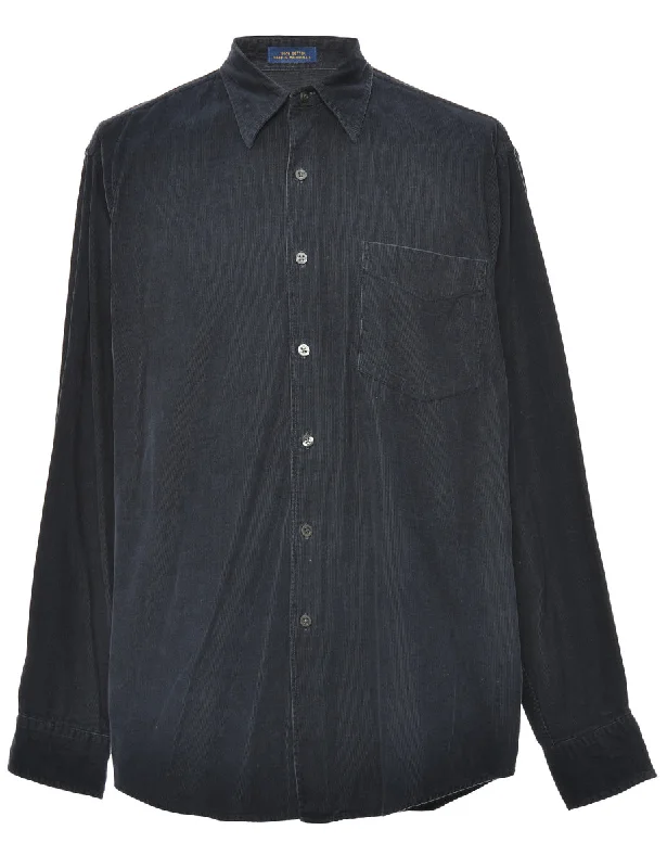 Corduroy Navy Shirt - M Houndstooth Herringbone Solid