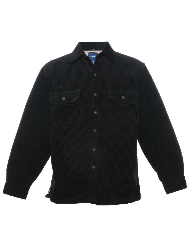 Corduroy Navy Shirt - M Collared Crew Neck Turtle Neck