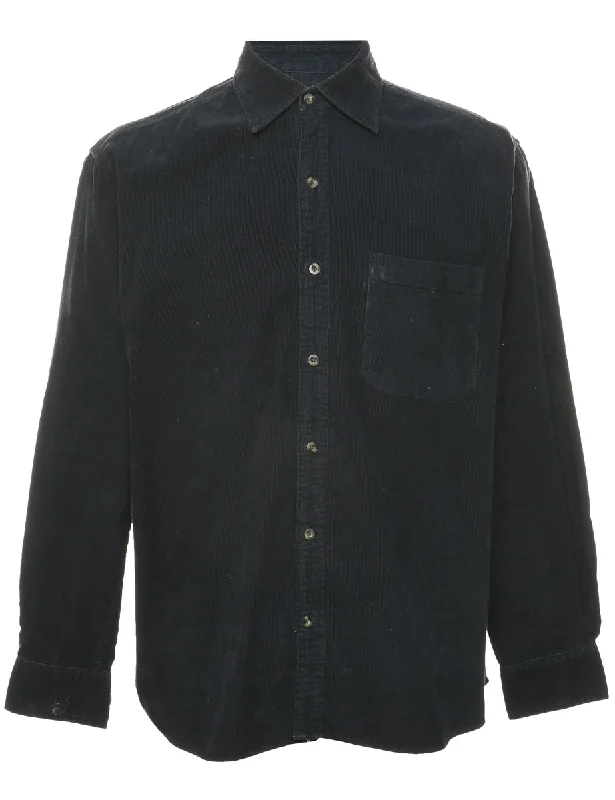 Corduroy Navy Shirt - M Print Jacquard Patchwork