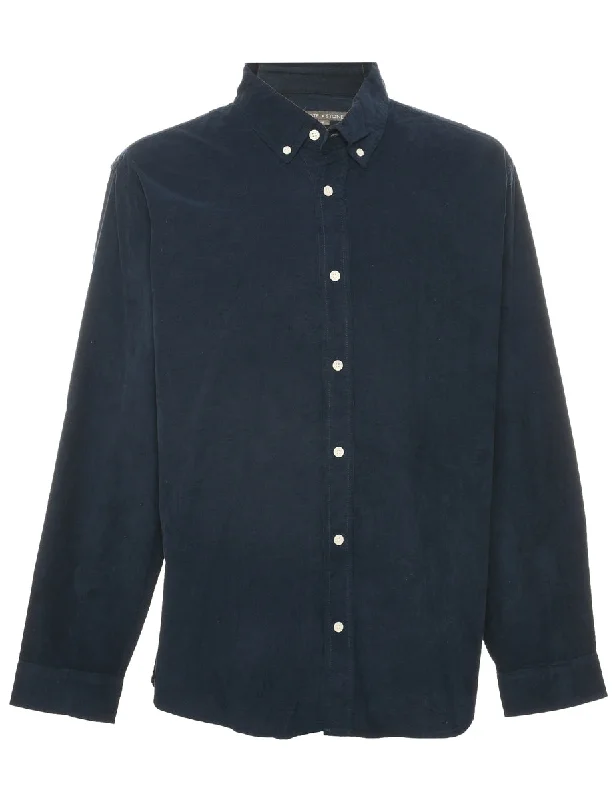 Corduroy Navy Shirt - XL Zippered Front Buttoned Front Snap Front