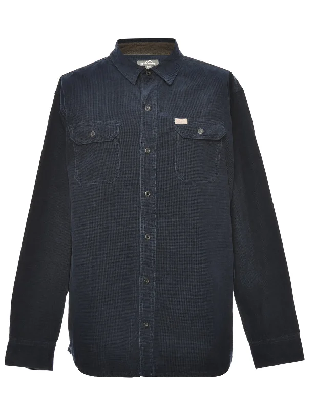 Corduroy Navy Shirt - XL Notch Collar Peter Pan Collar Cowl Neck