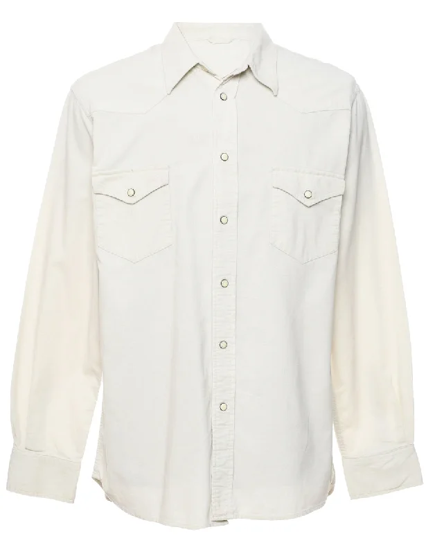 Corduroy Off White Shirt - M Front Pockets Side Pockets Patch Pockets