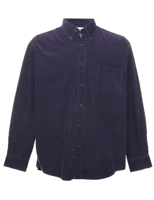 Corduroy Plum Shirt - L Denim Fabric Leather Fabric Suede Fabric