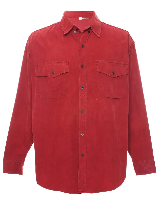 Corduroy Red Shirt - L Cotton Fabric Linen Fabric Terry Fabric