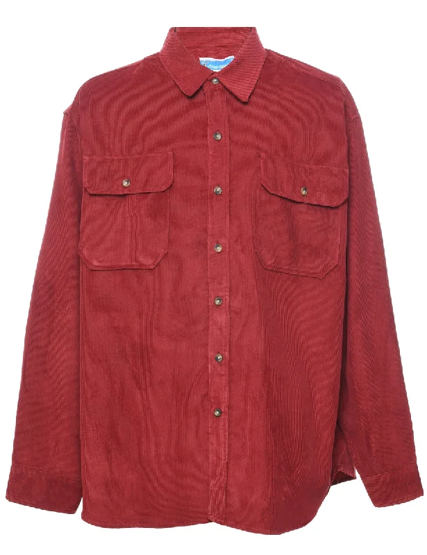 Corduroy Red Shirt - XL Rayon Fabric Velvet Fabric Corduroy Fabric