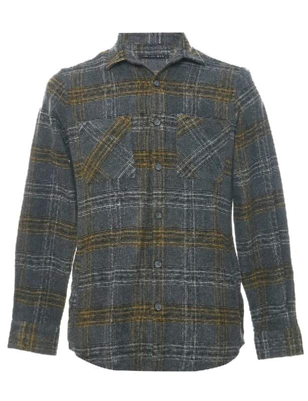 Dark Grey Checked Shirt - S Anti-Shrink Durable Soft