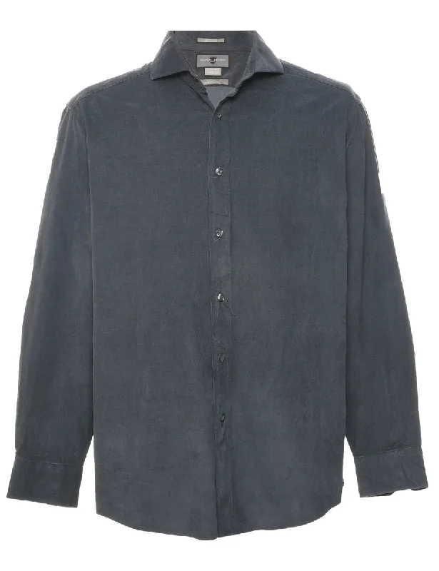 Dark Grey Corduroy Shirt - L Graphic Embroidered Appliqued