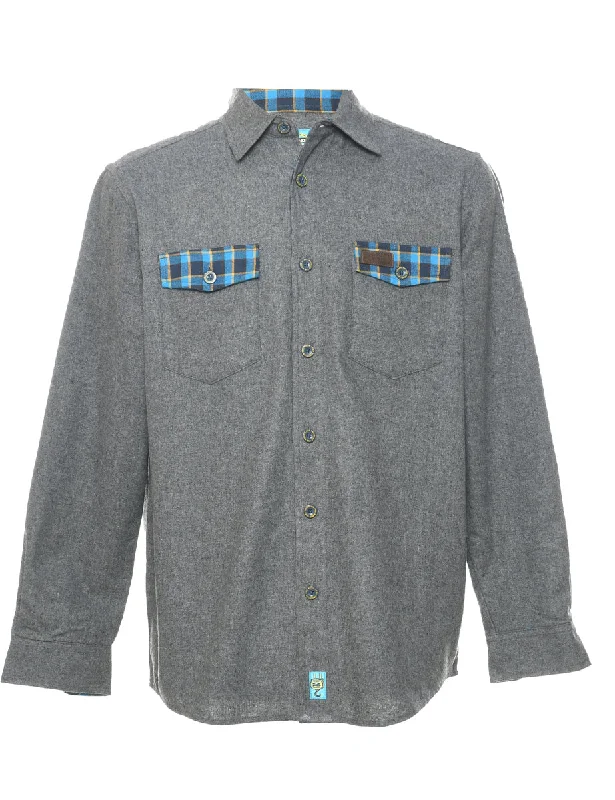 Dark Grey Shirt - M Silk Blend Satin Velvet