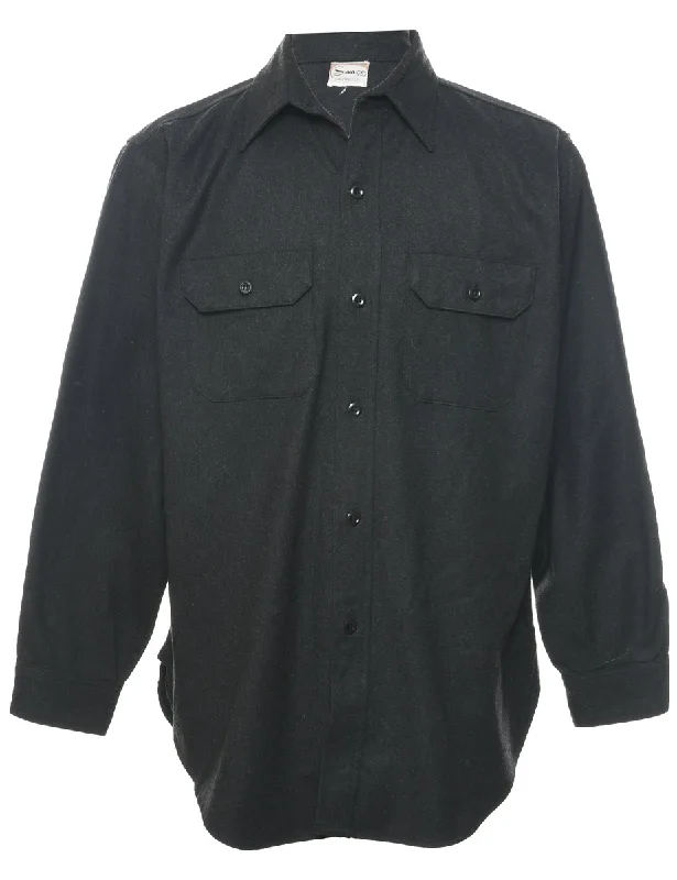 Dark Grey Shirt - M Real Fur Shearling Chenille