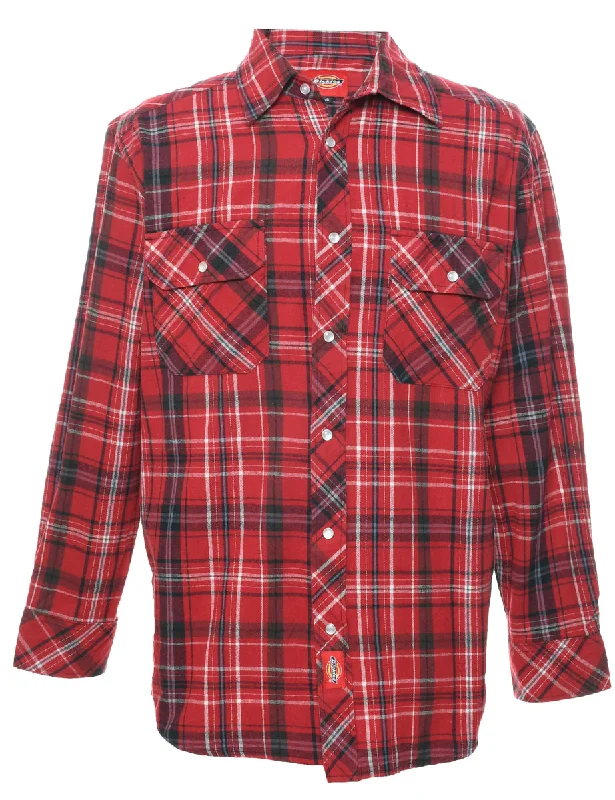 Dickies Checked Shirt - L Spandex Blend Rayon Blend Denim Blend