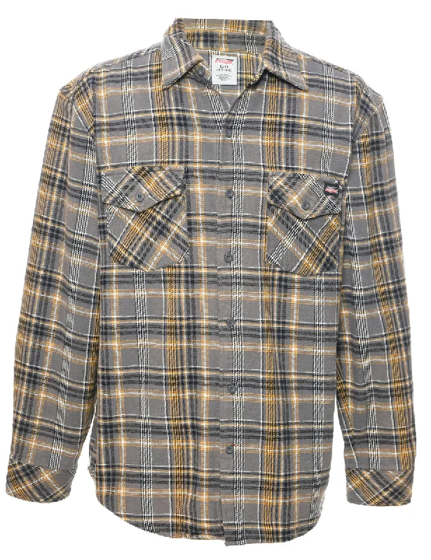 Dickies Checked Shirt - L Mesh Blend Leather Blend Suede Blend