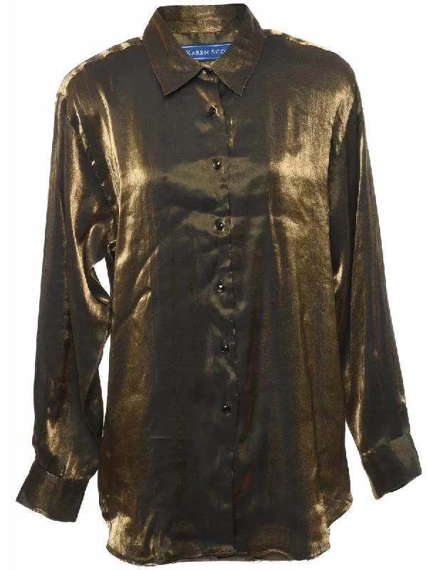 Donna Karen Evening Shirt - L Hooded Caped Shawl Collar