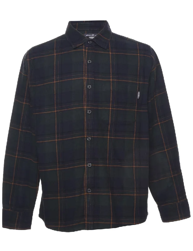 Eddie Bauer Checked Shirt - L Zippered Front Buttoned Front Snap Front