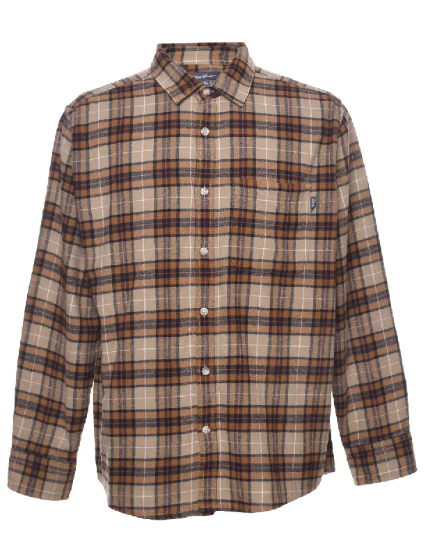 Eddie Bauer Checked Shirt - L Front Pockets Side Pockets Patch Pockets