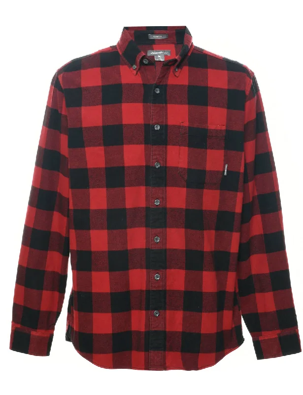 Eddie Bauer Checked Shirt - L Knit Fabric Woven Fabric Fleece Fabric