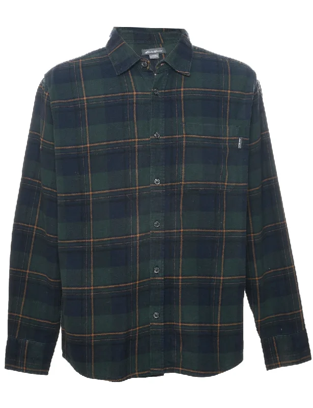 Eddie Bauer Checked Shirt - L Wool Fabric Cashmere Fabric Tweed Fabric