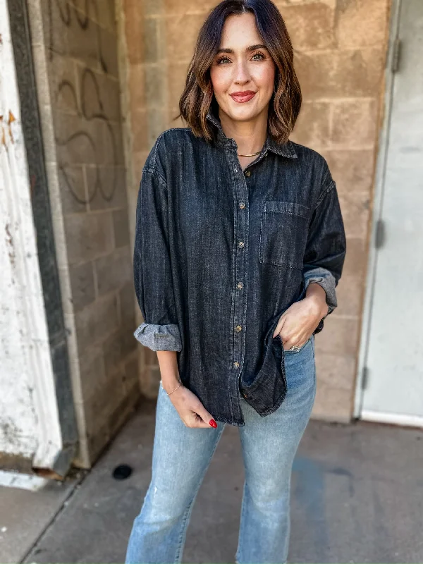 Faherty | Sunfair Denim Shirt - Midnight Tide Chenille Blend Fleece Blend Nylon Blend