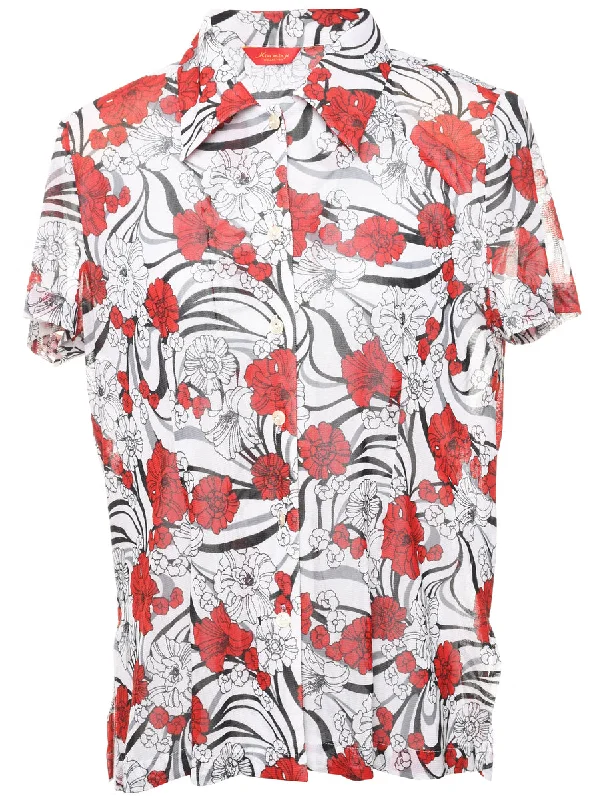 Floral Shirt - M Chenille Blend Fleece Blend Nylon Blend