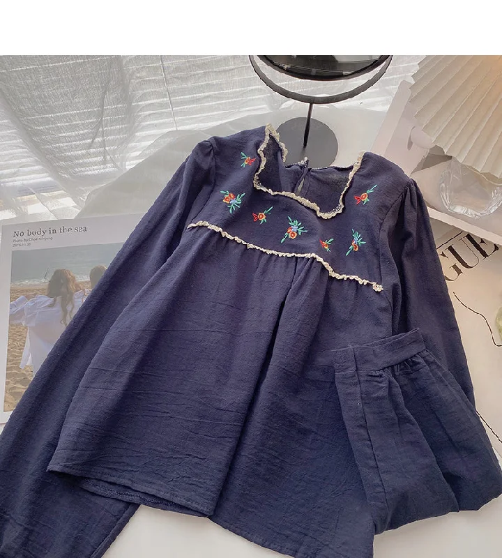 Korean design embroidered Square Neck slim long sleeved baby shirt  6292 Zippered Front Buttoned Front Snap Front