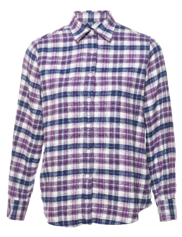 Land's End Checked Shirt - M Satin Fabric Silk Fabric Chiffon Fabric