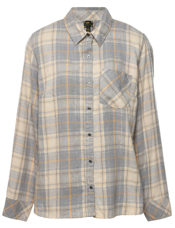 Lee Checked Shirt - L Terry Blend Velvet Blend Canvas Blend