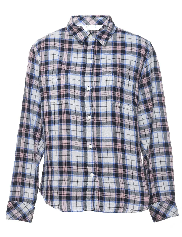 Lee Checked Shirt - M Hooded Caped Shawl Collar