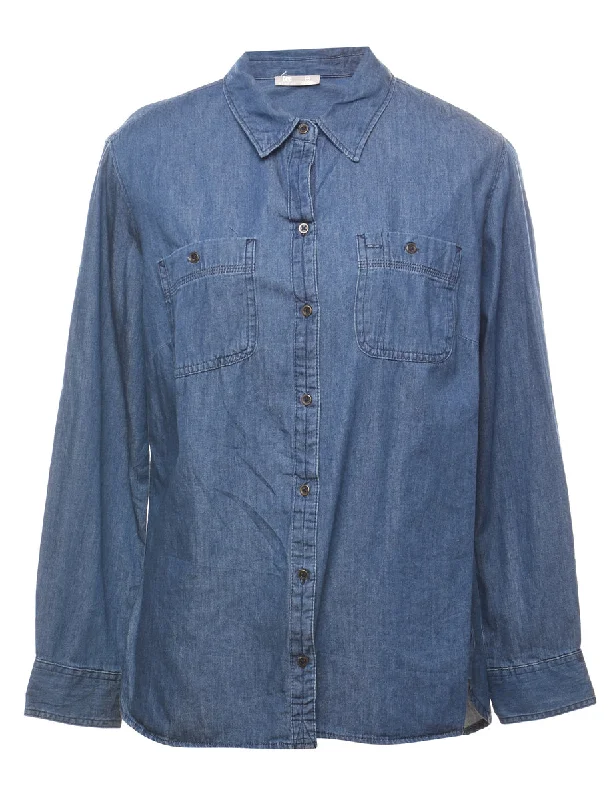 Lee Denim Shirt - M Hooded Caped Shawl Collar