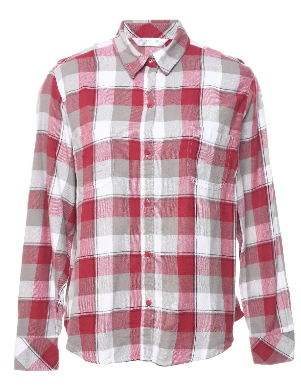 Lee Plaid Shirt - L Zippered Buttoned Snapped