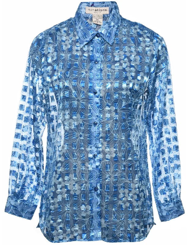 Light Blue Evening Shirt - M Hooded Caped Shawl Collar