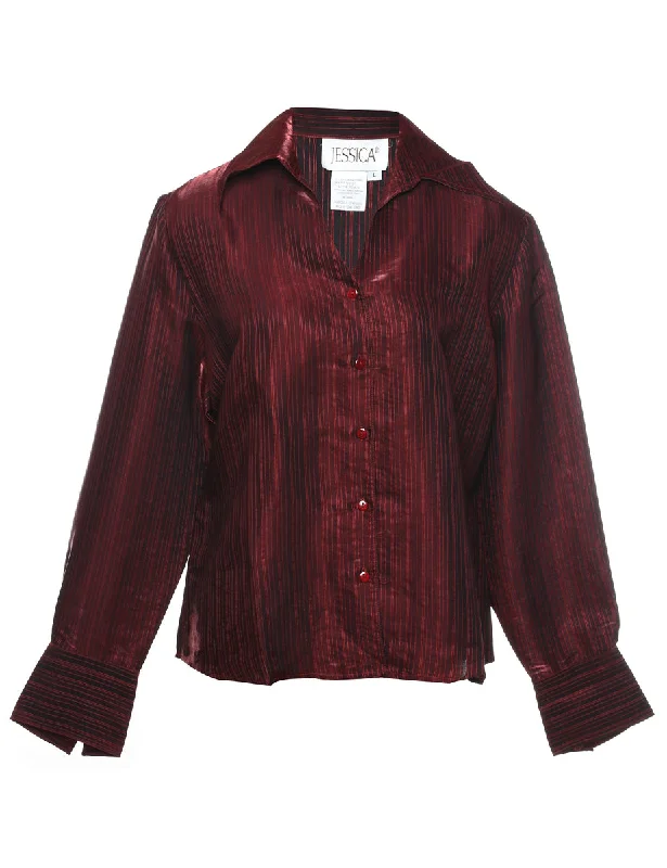 Long Sleeved Vintage Evening Shirt - L Front Pockets Side Pockets Patch Pockets