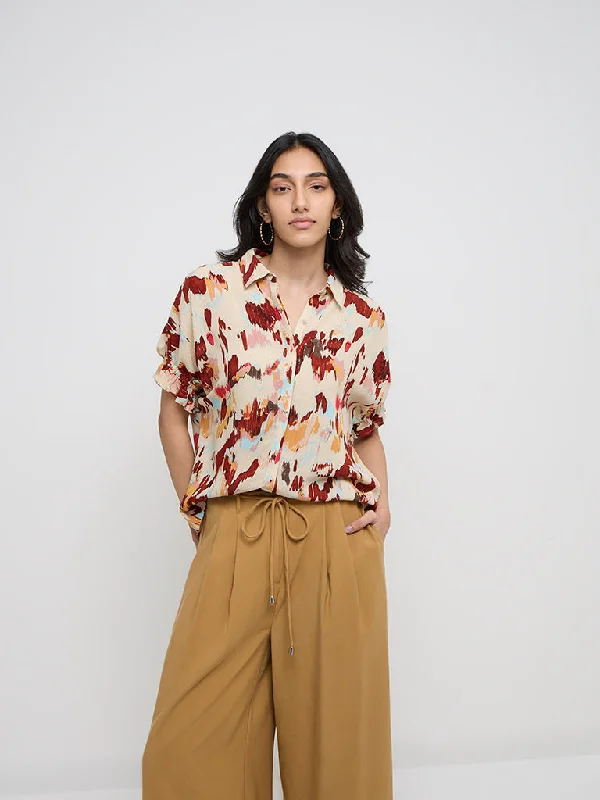 LOV Multicolour Abstract Printed Shirt Fleece Nylon Spandex