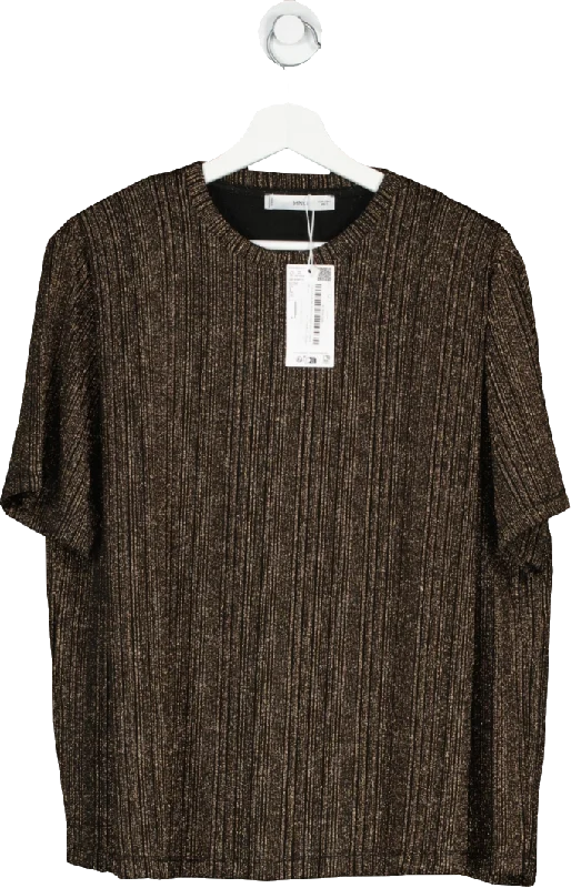 MANGO Metallic Lurex Knitted T Shirt BNWT UK L Fashionable Trendy Casual