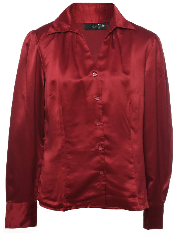 Maroon Evening Shirt - L Zippered Front Buttoned Front Snap Front