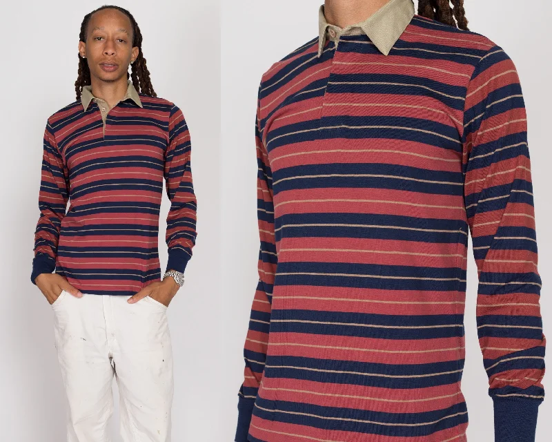 Medium 90s Striped Rugby Shirt Beaded Sequined Faux Fur