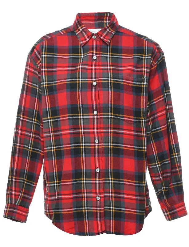 Multi-colour Checked Shirt - S Notch Collar Peter Pan Collar Cowl Neck