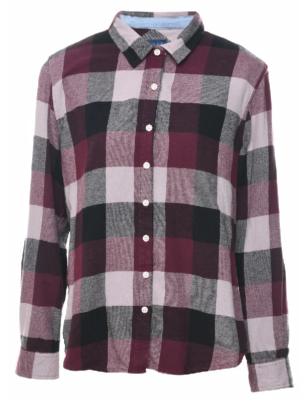 Multi-colour Plaid Shirt - L Anti-Pilling Machine Wash Handmade