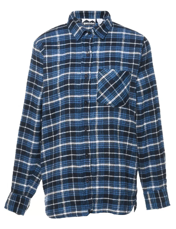 Navy Shirt - M Mesh Blend Leather Blend Suede Blend