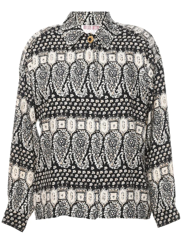 Paisley Silk Shirt - L Silk Blend Satin Velvet