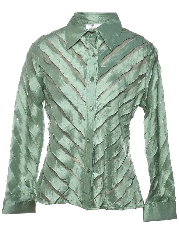Pin Tucks Evening Shirt - M Chenille Brocade Lace