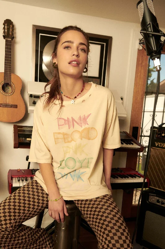 Pink Floyd Distressed Oversize Graphic Tee Solid Color Striped Floral