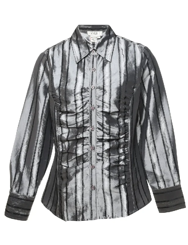 Puli Striped Evening Shirt - M Knit Fabric Woven Fabric Fleece Fabric