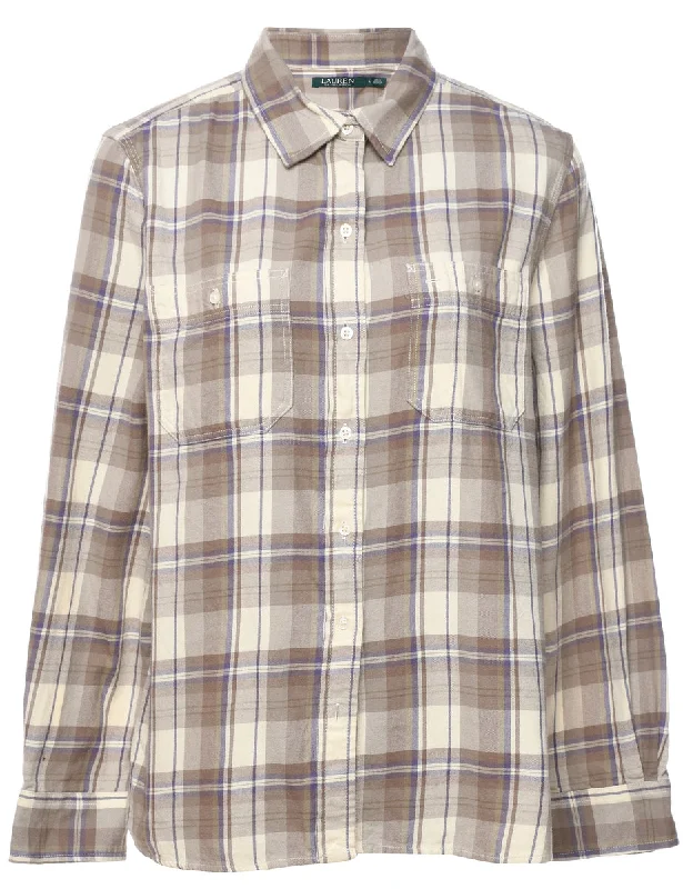 Ralph Lauren Checked Shirt - L Print Jacquard Patchwork